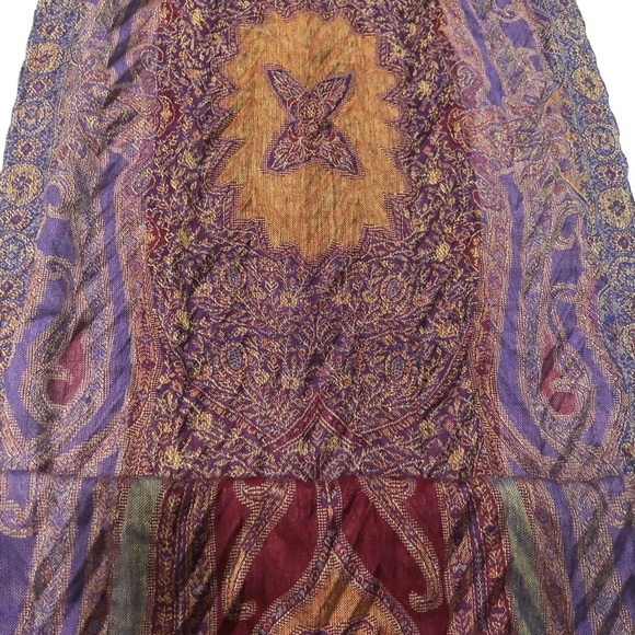 Fringed paisley scarf purple and magenta | one size - Picture 5 of 7